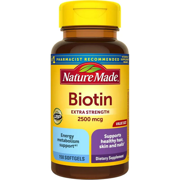Biotina Extra Fuerte Para Cabello Piel Y Uñas Nature Made 2500 Mcg