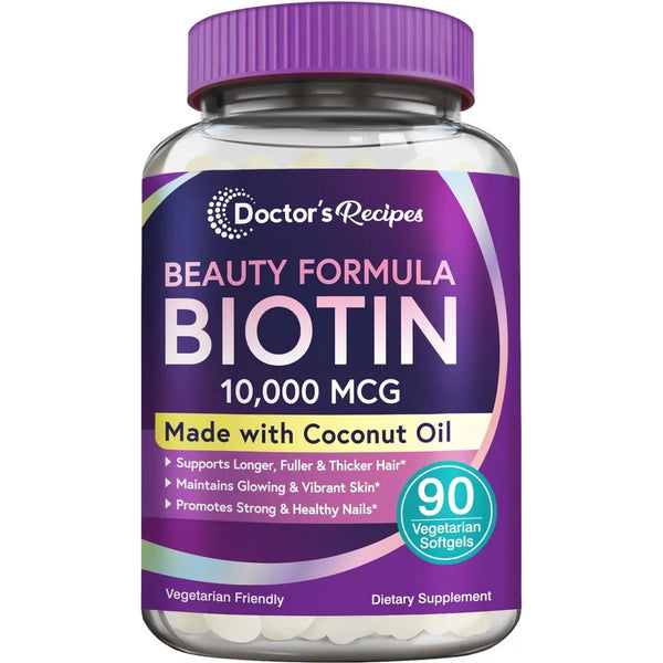 Biotina 10000 Mcg Para Cabello Piel Y Uñas De Alta Calidad Con Aceite De Coco