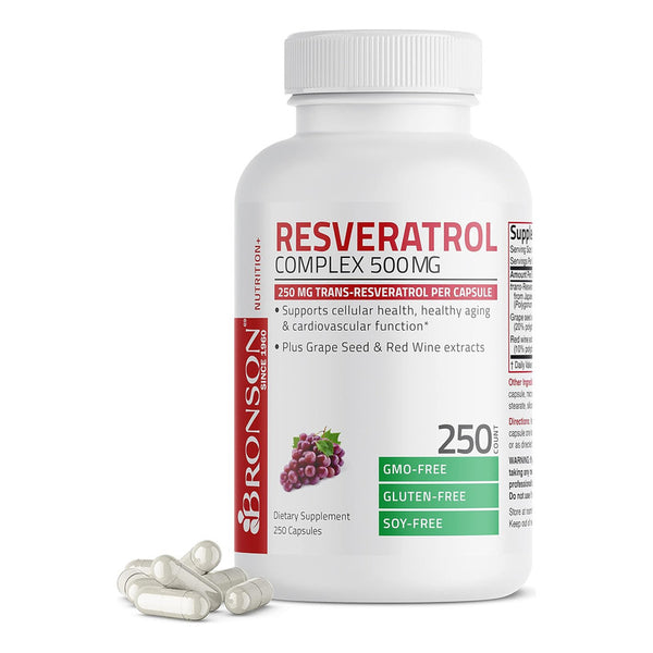 Resveratrol 500 Complex Bronson Potente Antioxidante Para Salud Cardiovascular