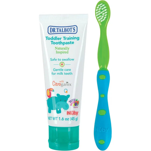 Crema Dental Nuby Bebes Con Cepillo De Entrenamiento Azul Verde