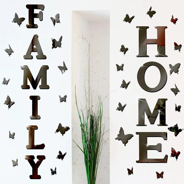 Pegatinas Decorativas De Pared Negro Family Home Espejo Acrilico
