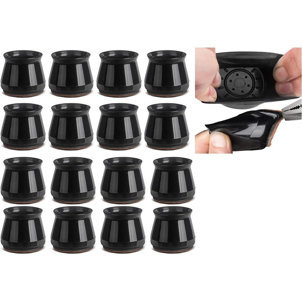 Protector Pata Silla Silicona Con Fieltro 16 Unidades Negro Cuida Tus Suelos