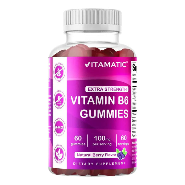 Vitamina B6 100mg Gomitas Sabor Bayas Apto Veganos 60 Piezas