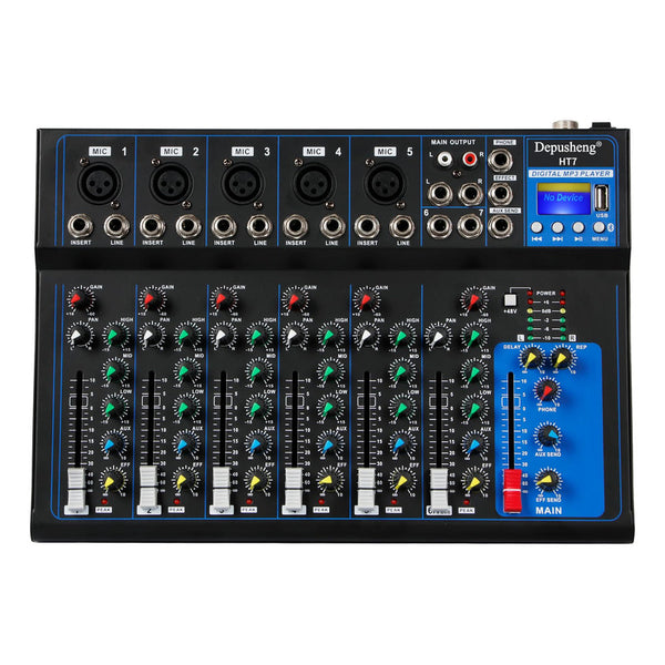 Mezclador De Audio Portátil Bluetooth Depusheng HT7 7 Canales Profesional Flexibilidad