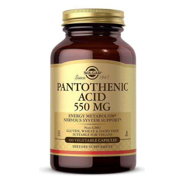 Ácido Pantoténico 550 Mg Solgar Energético Y Nervioso 100 Cápsulas