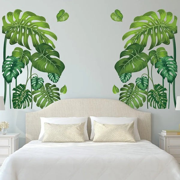 Calcomanias De Pared Hojas Verdes Extraibles Plantas Tropicales
