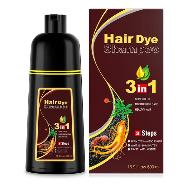 Champoo Tinte Cabello Castaño Oscuro 3 En 1 Cobertura De Canas