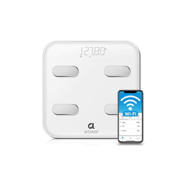 Bascula Con Wi-Fi Y Bluetooth Arboleaf CS02A 14 Medidas Corporales Blanco