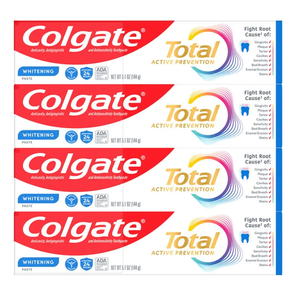 Pasta Dental Blanqueadora Con Flúor 10 Beneficios 4 Tubos 5.1 Oz