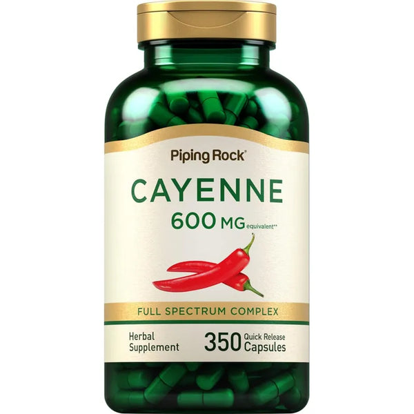 Capsulas De Pimienta De Cayena 600 Mg 350 Unidades Sin OMG Y Gluten