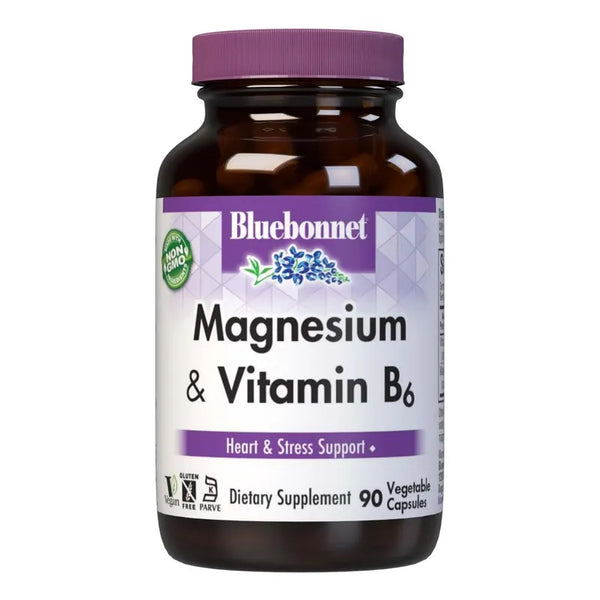 Cápsulas De Magnesio Con B6 90 Unidades Apoyo Energía Natural Bluebonnet