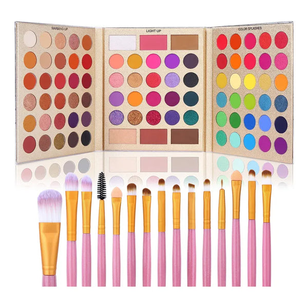 Juego De Sombras Ucanbe Con 86 Colores Y 15 Pinceles Alta Pigmentacion