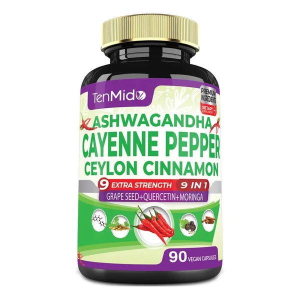 Capsulas Pimienta De Cayena Ashwagandha Cuidado Cardiaco Vitalidad Natural