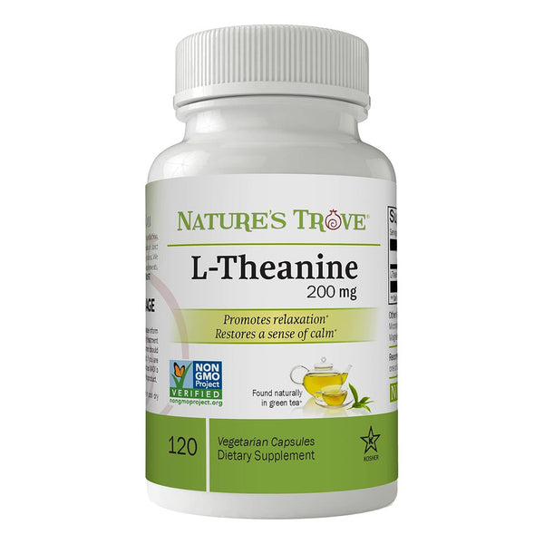 L-Theanine 200mg Nature's Trove Cápsulas Vegetarianas Relajación Sin Somnolencia