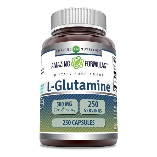 Capsulas 500 Mg L Glutamina 250 Unidades Suplemento De Aminoacidos