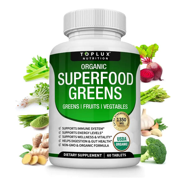 Cápsulas Orgánicas Super Greens 28 Ingredientes Para Energía