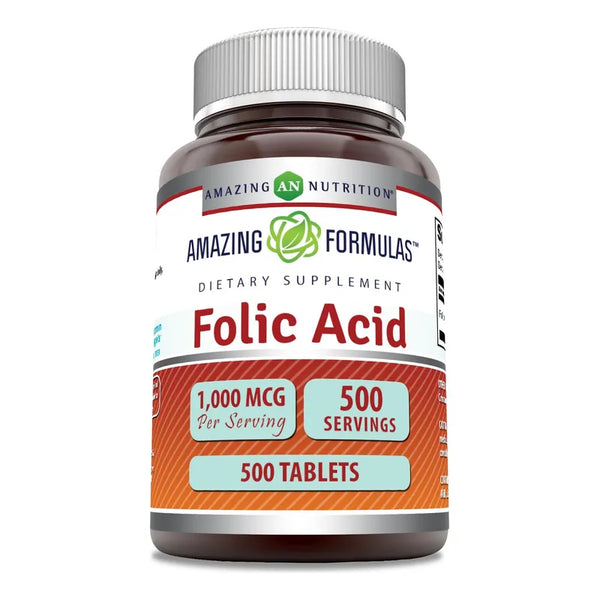Ácido Fólico 1000 Mcg Vitamina B9 Tabletas 500 Unidades Eficiencia Garantizada