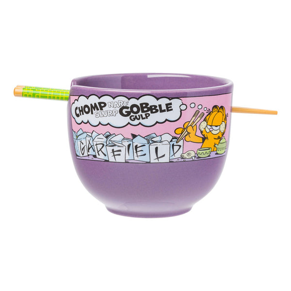 Cuenco Garfield 20 Oz De Cerámica Con Palillos Incluidos