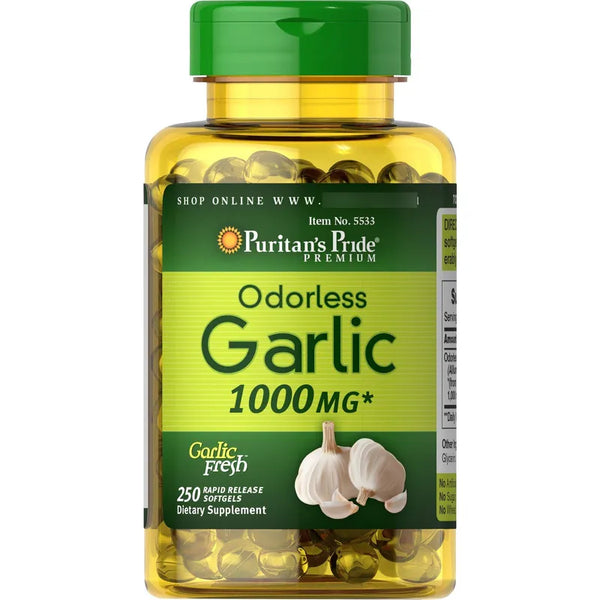 Ajo Sin Olor Puritans Pride 1000 Mg Cápsulas Rapida Absorción Beneficios Saludables