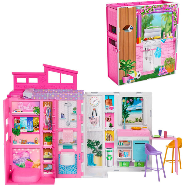 Casa De Muñecas Barbie Con 11 Accesorios Y 4 Áreas De Juego 360 Grados