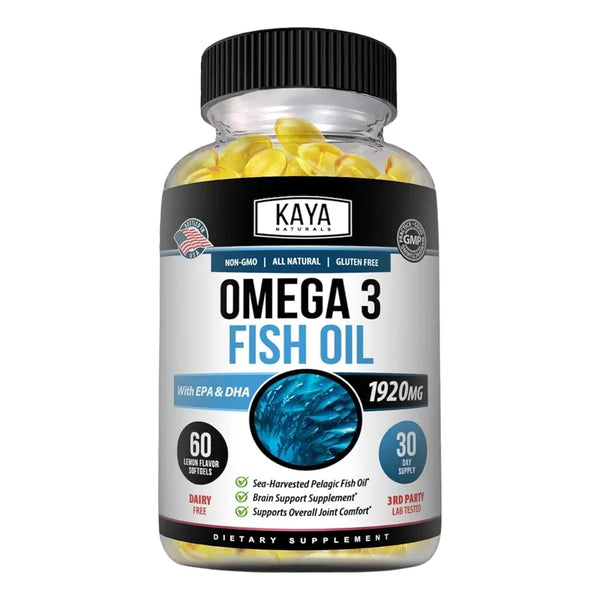 Omega 3 Puro Aceite De Pescado Sin Regusto 60 Cápsulas Kaya Naturals