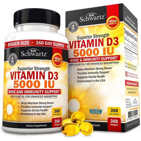 Vitamina D3 5000 Iu Bioschwartz 360 Capsulas S Inmune Huesos