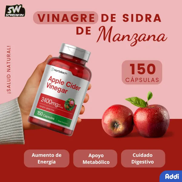 Vinagre De Sidra De Manzana Horbaach 2400 Mg Cápsulas Salud Natural