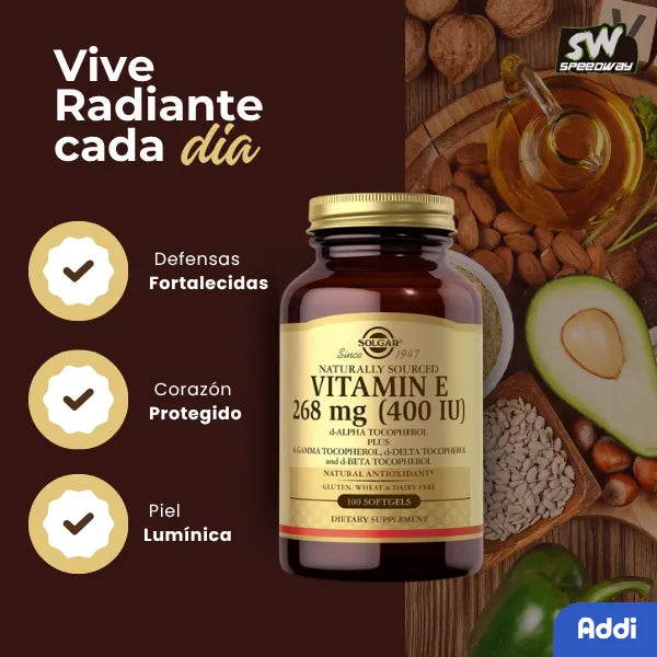 Vitamina E 400 IU D-Alfa-Tocoferol Natural 100 Capsulas Importadas