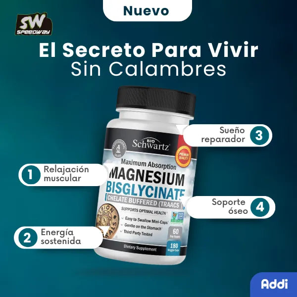 Bisglicinato De Magnesio 180cap Suplemento Muscular Y Oseo