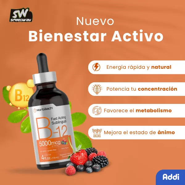 Vitamina B12 Liquida Sublingual 5000mcg Horbaach Accion Rapida