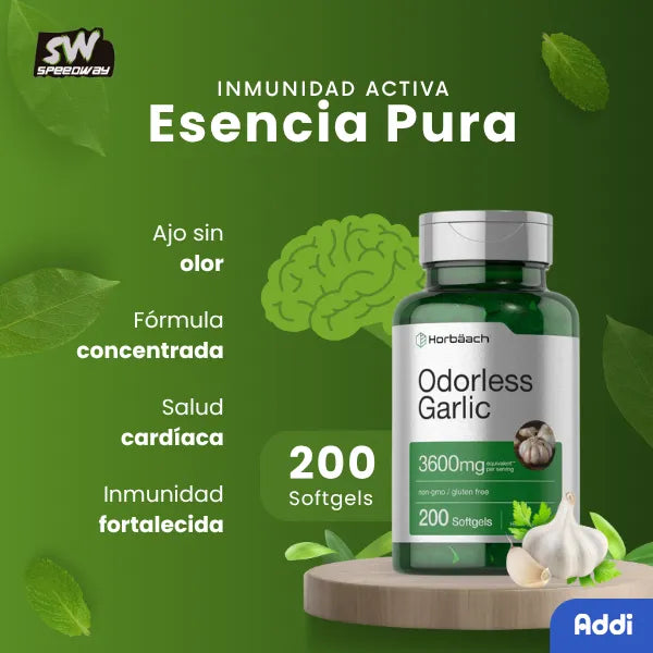 Perlas De Ajo 3600 Mg Sin Olor 250 Capsulas Horbaach Suplemento Ultra Potente