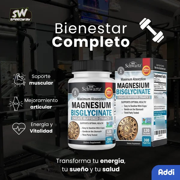 Bisglicinato De Magnesio 360 Capsulas Aumenta Energía Y Salud Muscular