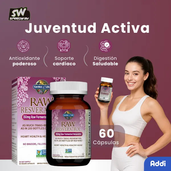 Resveratrol 350mg Enzimas Antioxidante Salud Cardiovascular 60 Capsulas