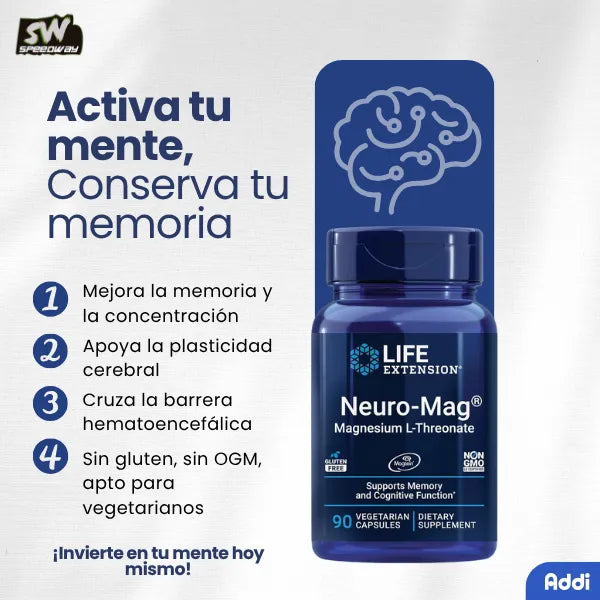 Neuro-Mag Life Extension Magnesio L-Threonate Suplemento Cerebral
