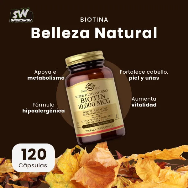 Biotina 10000 Mcg Solgar Suplemento Vegano Salud Capilar