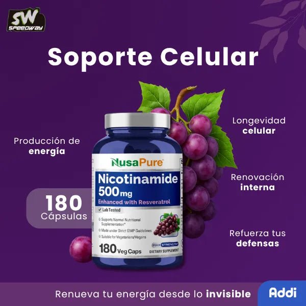 Nicotinamida 500 Mg Con Resveratrol Mejora Tu Energía Y Bienestar