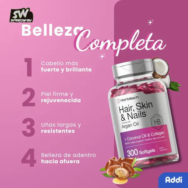 Vitaminas Piel Uñas Cabello 300 Cap Biotina Y Colágeno Infusionado
