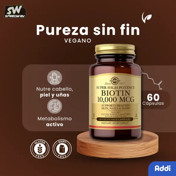 Biotina 10000 Mcg Suplemento Vegano Para Cabello Y Uñas