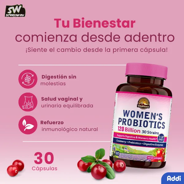 Vitalitown Probioticos Mujer 120 Mil Millones 30 Cepas Salud Vaginal Y Digestiva