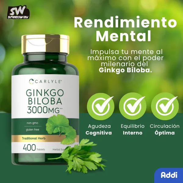 Ginkgo Biloba Carlyle 3000mg 400 Tabletas Premium Vegano
