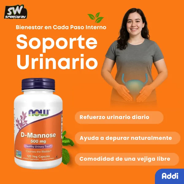 D-Manosa 500mg Vejiga Now Foods 120 Cápsulas Veganas Limpieza Urinaria Natural
