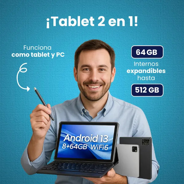 Tablet 10 PulG Con Teclado Mouse Android 13 8Gb Ram 64/512Gb Rom