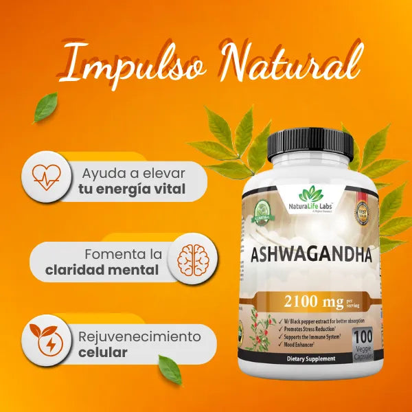 Ashwagandha Orgánica 2.100 Mg 100 Cápsulas Potencia Superior Antiestrés