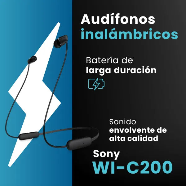Audífonos In-ear Inalámbricos Sony WI-C200 Negro Con Sonido Envolvente y Conectividad Bluetooth