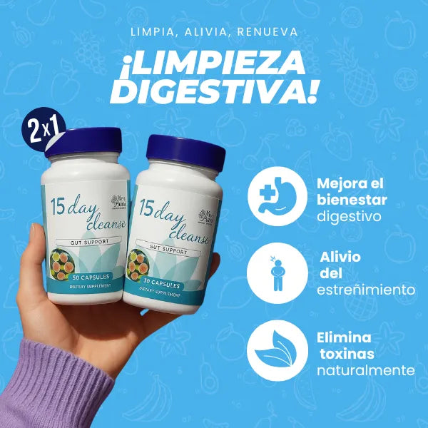 15 Day Cleanse 30 Cápsulas Suplemento Herbal para Limpiar el Colon y Mejorar la Digestión (2 Frascos)