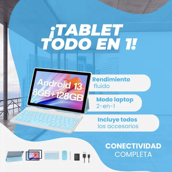 Tablet 10 Pulgadas Android 13 8GB RAM 128GB ROM Expansible 1TB