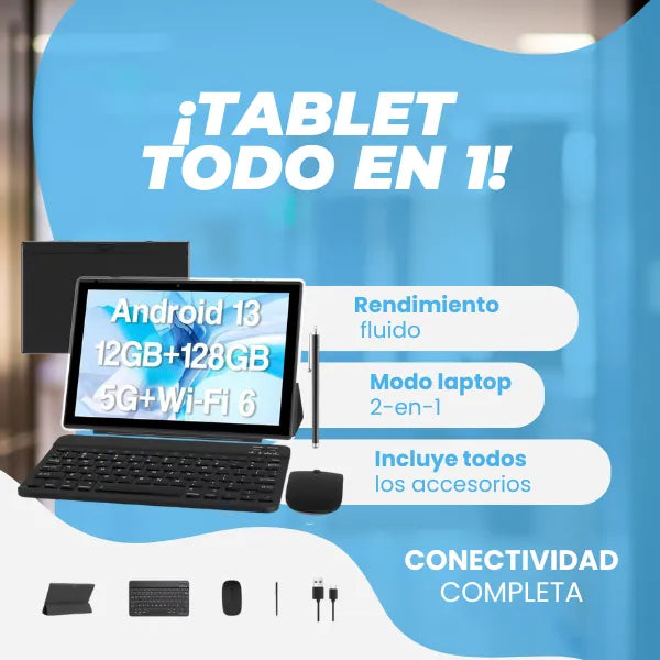 Tablet 10 Pulgadas Android 13 Con Teclado Y Mouse Con Alta Capacidad
