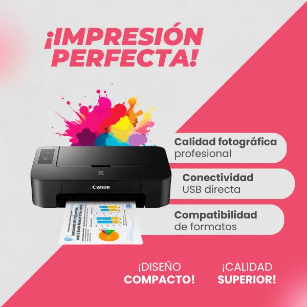 Impresora Fotográfica Canon Ts202 Inkjet Negra Compacta Y Detallada