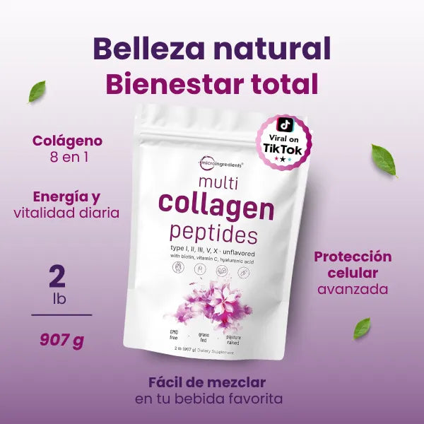 Micro Ingredients Polvo De Colágeno Hidrolizado Multi Fuente 8 En 1 Para Piel Y Articulaciones