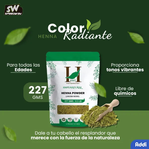 Henna En Polvo Natural Para El Cabello 227g Color Y Brillo Duraderos